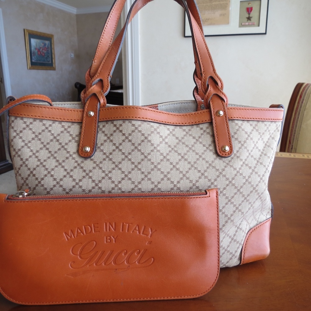 Gucci Small Diamonte Tote Bag with Pouch